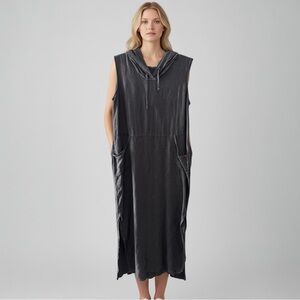 Vintage kleēn Sleeveless Black Hoodie Dress
